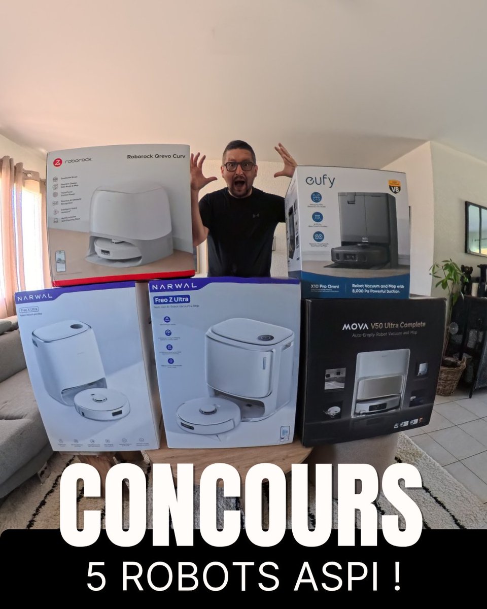 #CONCOURS – 5 Robots Aspirateurs à Gagner ! 🎉

Pour jouer :

1- Suivre <a href="/braindegeek/">Braindegeek</a>
2- RT et Tag un ami dans les commentaires (Un commentaire= une participation)

Vous rêvez d’un intérieur impeccable sans lever le petit doigt ? C’est le moment de tenter votre chance !