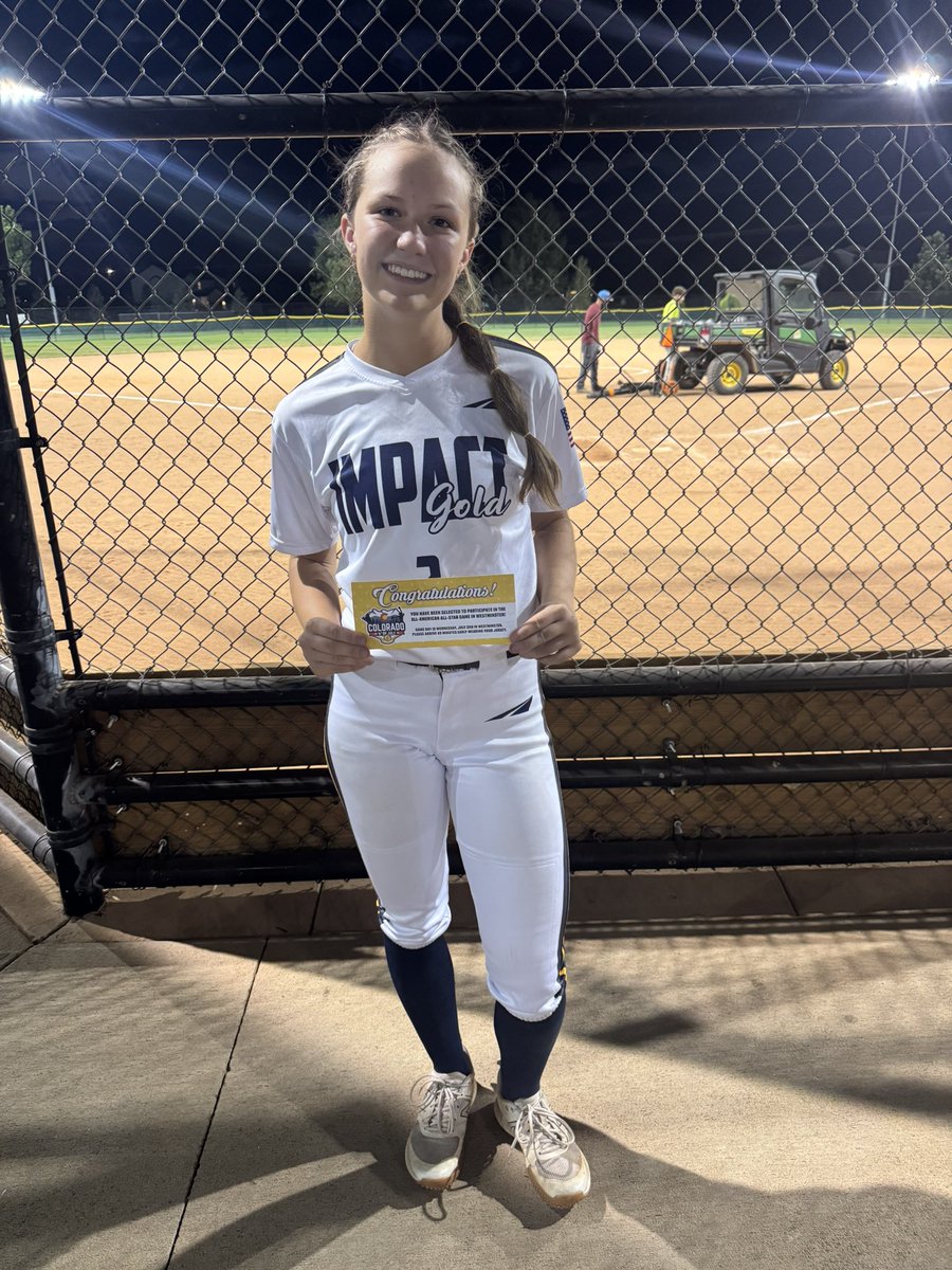 I had a great time at my All-Academic showcase last night. I got to play with some amazing girls! I was selected to participate in the All-American game. Thank you to all the coaches who came to watch me! 

<a href="/COSparkFire/">CO 4th of July</a> @IG_Premier2627 <a href="/Randy_Ocho_Cero/">Randy Segura</a> <a href="/ImpactGoldOrg/">Impact Gold Fastpitch</a> <a href="/jazzvesely/">Jazz Jackson-Vesely</a>