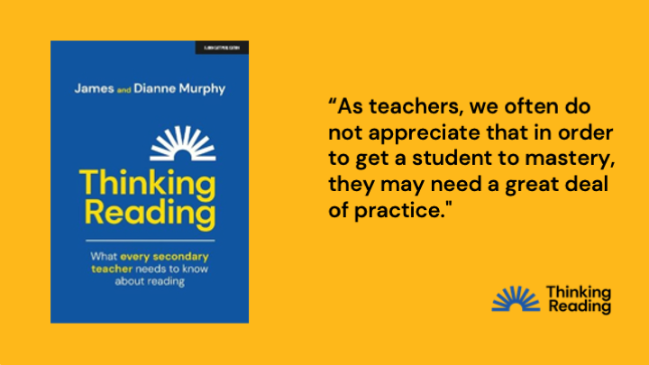 If we spent more time on practice, we would spend less time re-teaching and student progress would be more reliable - much faster. Read more in our book #ScienceofReading

Link to our book: amazon.co.uk/Thinking-Readi…
