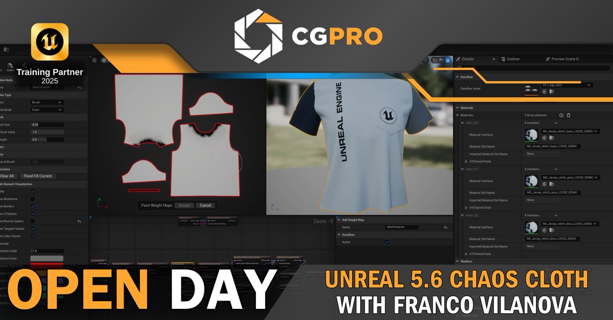 🎬 Join us for CG Pro Open Day on July 10th at 5 PM PT!
Meet instructors, explore the school, and catch a live Chaos Cloth demo in UE 5.6 with Franco Vilanova.
Free to attend — sign up here: hubs.li/Q03v6h6z0
#UnrealEngine #CGPro