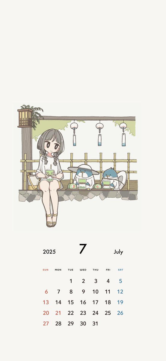 【カレンダー壁紙】
7月のカレンダーです🐧🎐
壁紙に是非ご利用ください
moffmachi calendar 2025 July