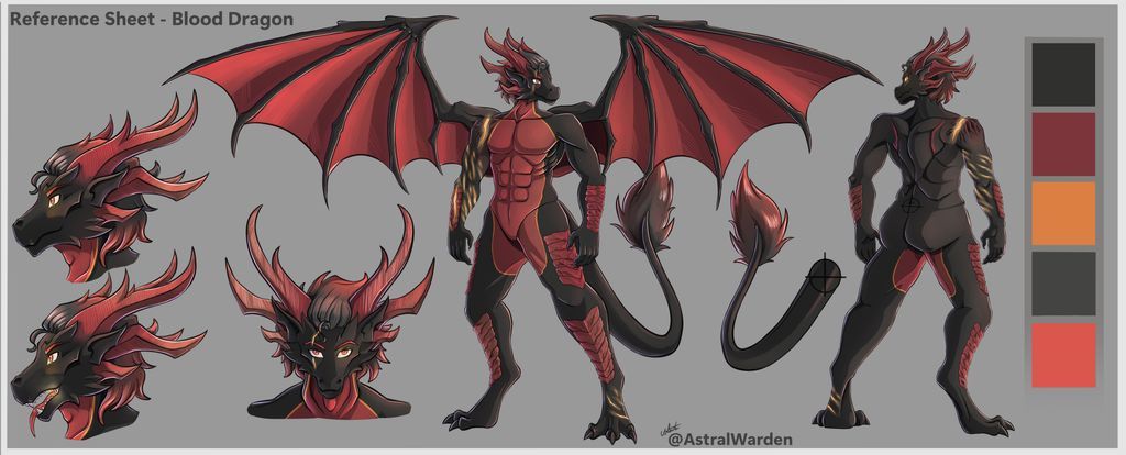 A ref sheet I was commission to create for a lovely @blooddragon6954.bsky.social 
Thank you for entrusting me to design your sona for you, it's a honour.
Proud of how this bad boy turned out!

#Furry #furryart #furryartist #artist #art #digitalart