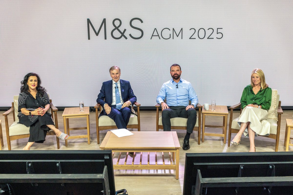 The M&amp;S 2025 AGM has just kicked off. 

Our Chairman <a href="/therealarchie/">archie norman</a>, Chief Executive <a href="/MachinStuart1/">Stuart Machin</a> and CFO Alison Dolan are joined by broadcaster and author Anita Anand <a href="/tweeter_anita/">anita anand</a> who is acting as shareholder advocate in the meeting and raising shareholder questions with the