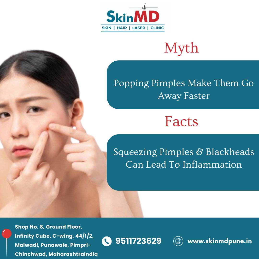 TheSkinMDPune's tweet image. 👉🏻As tempting as it is, avoid squeezing pimples and blackheads! It can lead to more inflammation, scarring, and even worsen your acne. 

#AcneCare #PimpleProblems #SkincareTips #ClearSkinJourney #StopPimplePopping #HealthySkinHabits #BlackheadRemoval