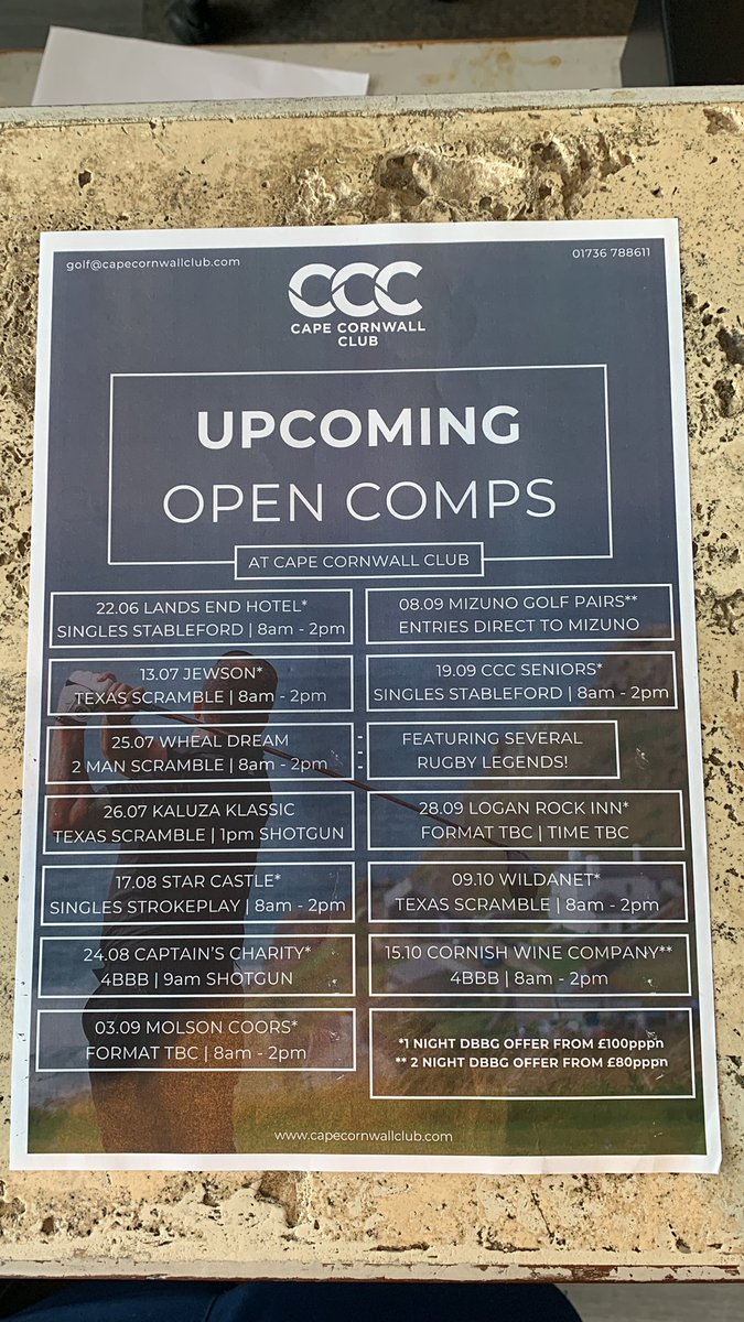 Chris Gill (@chrisgillgolf) on Twitter photo Great line up of events here for all abilities. Accommodation available also.
Book in now. <a href="/capecornwallccc/">Cape Cornwall Club</a> Great line up of events here for all abilities. Accommodation available also.
Book in now. <a href="/capecornwallccc/">Cape Cornwall Club</a>