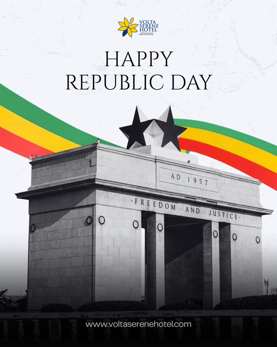 🇬🇭 Happy Republic Day, Ghana!

Today, we celebrate the strength, pride, and freedom of our great nation. From all of us at Volta Serene Hotel, may this day inspire unity and progress.

#republicdayghana #voltaserenehotel #freedomandjustice #ghanaatthecore