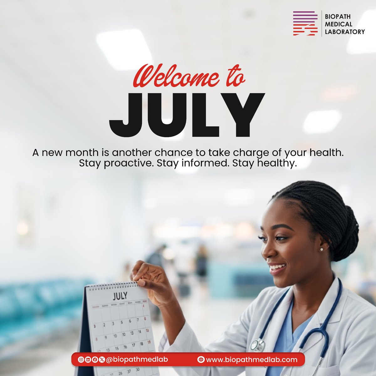 biopathmedlab's tweet photo. Happy New Month! 💜
July brings new beginnings, and we remain committed to providing accurate, reliable, and compassionate diagnostic services.
Here’s to good health and brighter days!

#BiopathCares #HappyNewMonth #JulyVibes #HealthcareWithHeart #MedicalExcellence https://t.co/lEbdTdUuez
