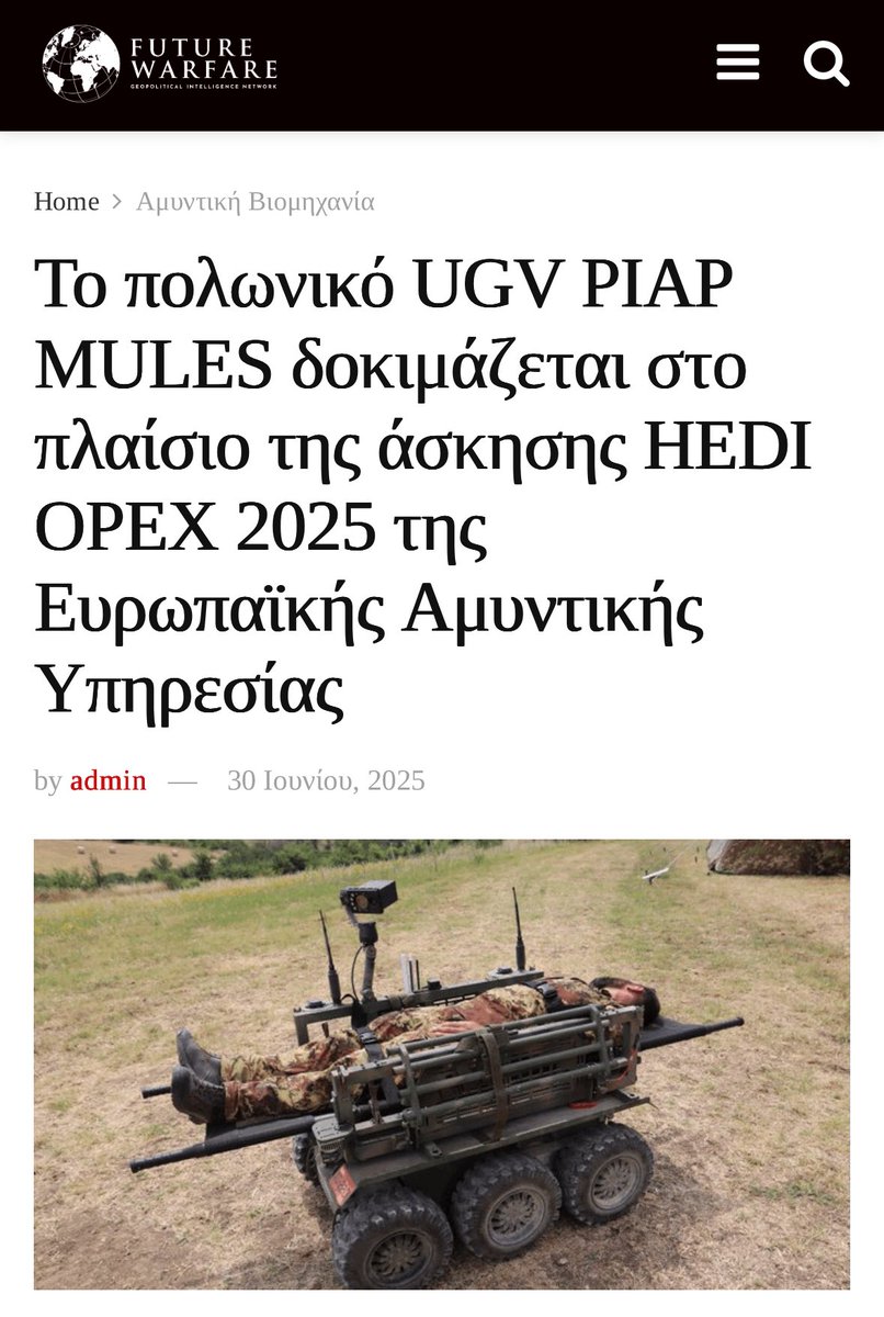 szepczyk's tweet image. 🚀 Proud to see PIAP HUNTER &amp;amp; IBIS gaining international defence media attention after HEDI OPEX 2025 near Rome! Our autonomous UGVs excelled in logistics, CASEVAC &amp;amp; recon roles. Polish tech making waves—from Europe to the Indo-Pacific! 🌍🤖 #defencetech #robotics #PIAP #HEDI2025
