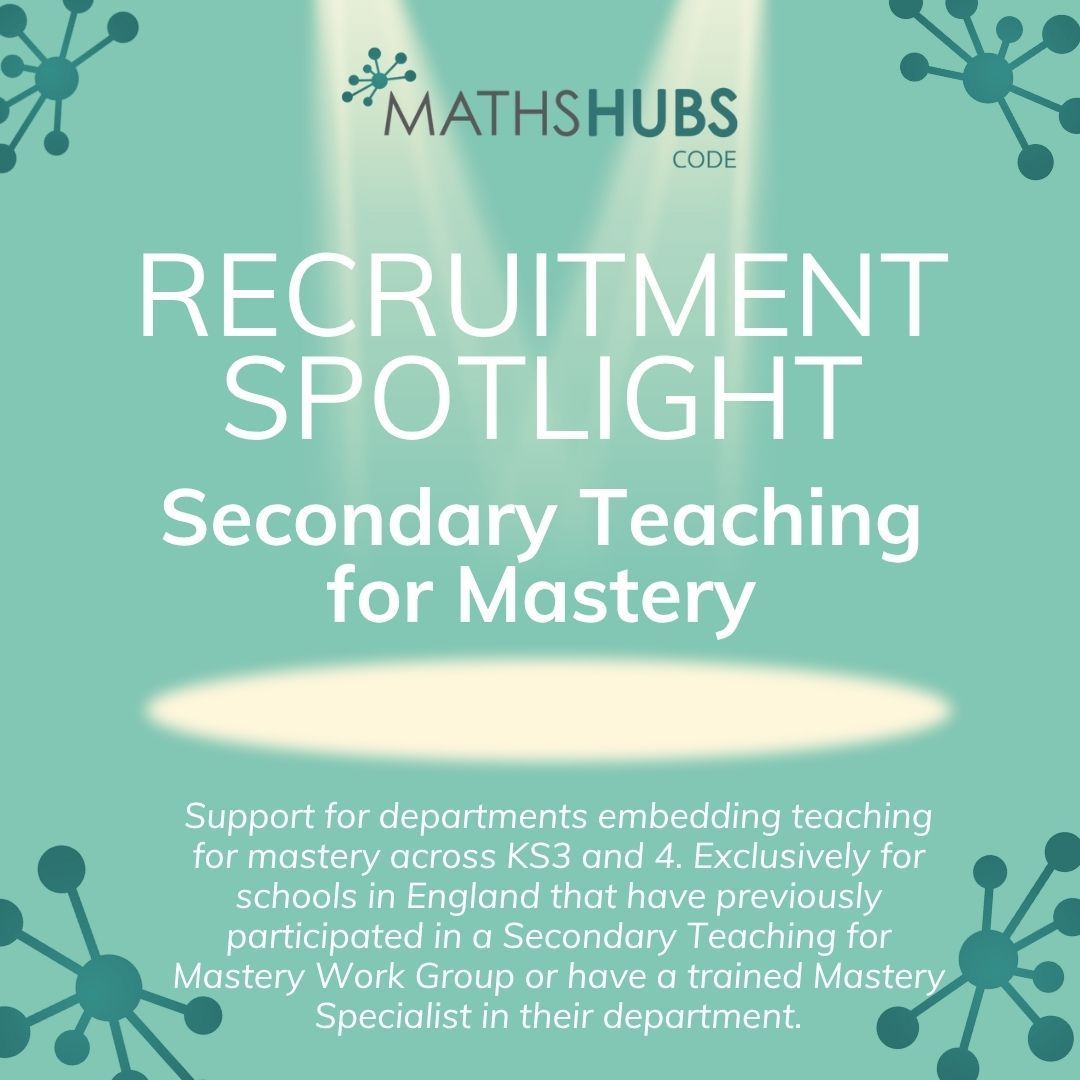 CODEMathsHub's tweet image. Want to get involved in Secondary Teaching for Mastery? You'll want to join Secondary Teaching for Mastery! EXCLUSIVELY for those schools that have previously participated OR that have a Secondary Mastery Specialist in-house. Sign up here; buff.ly/k9OsEgO