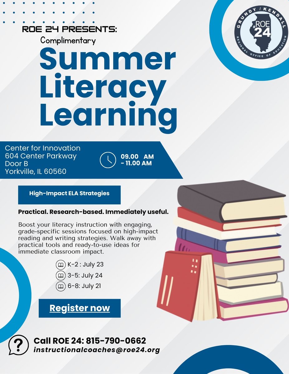 Take advantage of our complimentary summer literacy trainings. 📚 📕 roe24.org/Registration/C… ⁦#ROE24 ⁦<a href="/ssenffner/">shelley senffner</a>⁩ ⁦<a href="/HBrenczewski/">Hallie Brenczewski</a>⁩