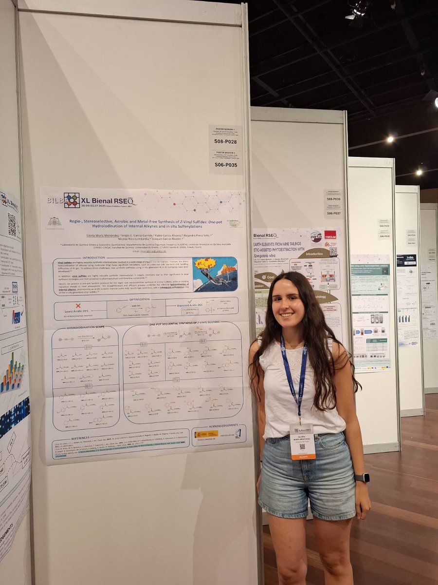 Joaquín García Álvarez (@joaquinga78) on Twitter photo Proud of our brilliant students <a href="/Marinamrm/">Marina Ramos 🦦</a> and <a href="/gloriamorism/">Gloria Morís Menéndez</a> presenting their research at the #GreenChemistrySymposium <a href="/BienalRSEQ2025/">XL Reunión Bienal de la RSEQ - Bilbao, 2025</a> of the <a href="/RSEQUIMICA/">RSEQ</a> in Bilbao! Proud of their work on DES-based sustainable one-pot transformations #APresaSoto <a href="/geqo_rseq/">GEQO RSEQ</a> <a href="/iuqoem/">@iuqoem</a> <a href="/UOquimicaOI/">Departamento de Química Orgánica e Inorgánica</a> Proud of our brilliant students <a href="/Marinamrm/">Marina Ramos 🦦</a> and <a href="/gloriamorism/">Gloria Morís Menéndez</a> presenting their research at the #GreenChemistrySymposium <a href="/BienalRSEQ2025/">XL Reunión Bienal de la RSEQ - Bilbao, 2025</a> of the <a href="/RSEQUIMICA/">RSEQ</a> in Bilbao! Proud of their work on DES-based sustainable one-pot transformations #APresaSoto <a href="/geqo_rseq/">GEQO RSEQ</a> <a href="/iuqoem/">@iuqoem</a> <a href="/UOquimicaOI/">Departamento de Química Orgánica e Inorgánica</a>