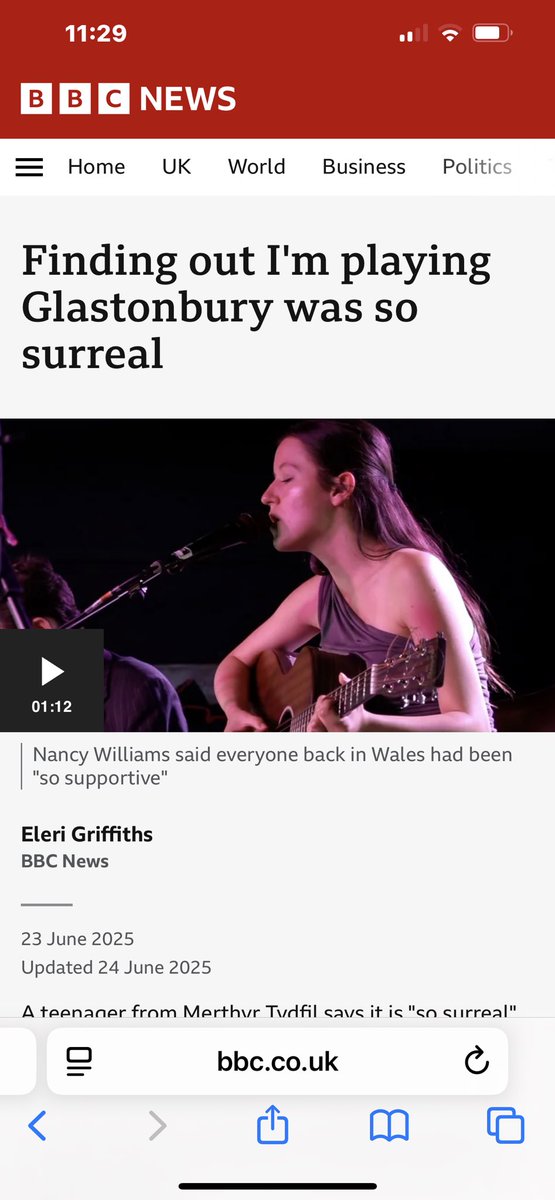 EleriGriffiths2's tweet photo. Loved seeing my latest story go out last week. I interviewed Nancy ahead of her Glastonbury set on the Croissant Neuf stage - the same stage Ed Sheeran debuted on in 2011.  Also spoke to Huw Stephens on why the festival’s a huge deal for new artists. 🎤#Glastonbury2025 https://t.co/ePtKhAUHdJ