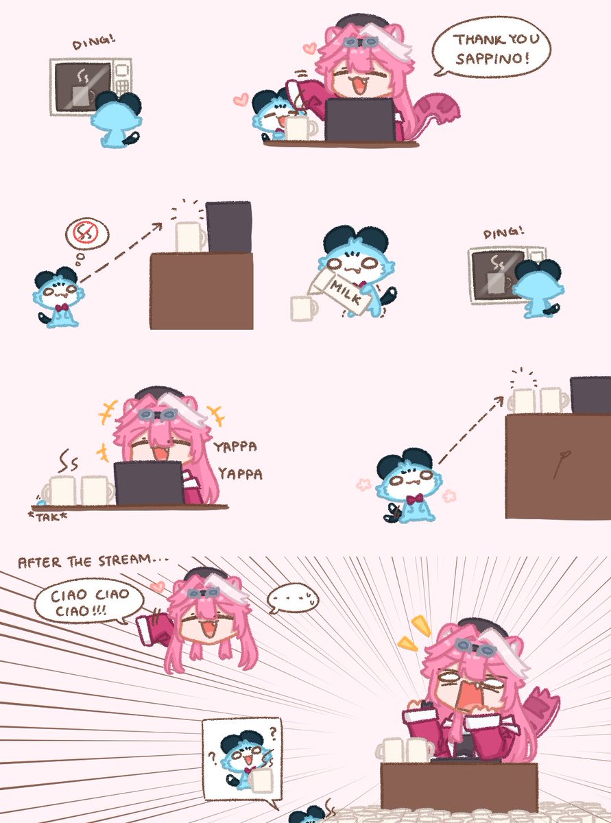 @Sappysque: RT by @raorapanthera: First day being the Microwave Guardian. I'm thankful for the approval, Mamma! I'll do my best!! ✨️🩵 #chattino #RaorArt