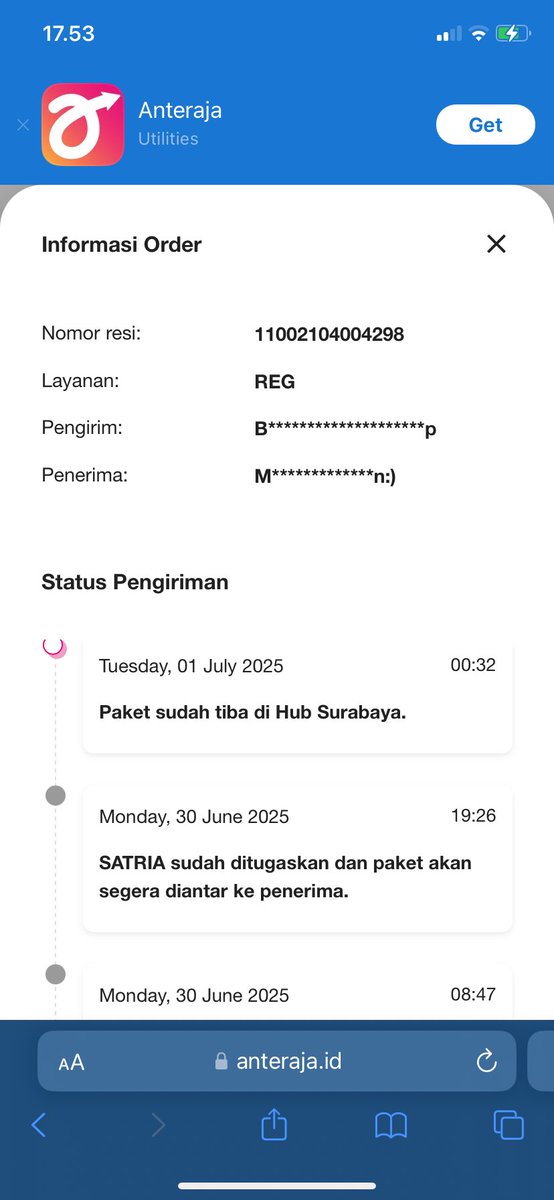 reystarboy66's tweet photo. @AnterajaCare min ini maksutnya gimana yaa, udah dianter ke alamat penerima tapi tiba” dikirim ke hub lagi? https://t.co/7UovoUptu4