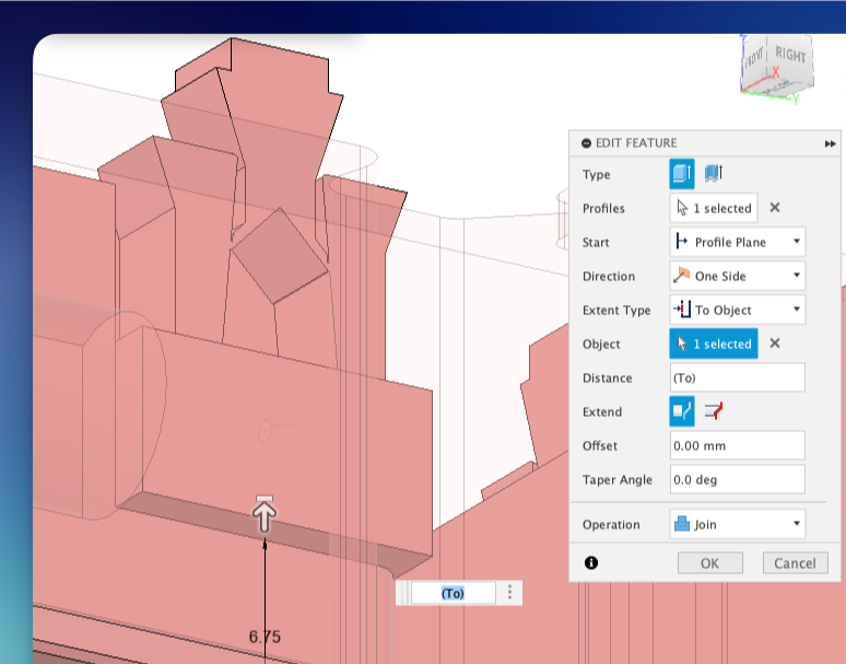robin7331's tweet image. I wish Fusion 360 would default to "To Object" instead of "Distance" when clicking on a target surface.
This would fix so many regression issues when changing stuff.