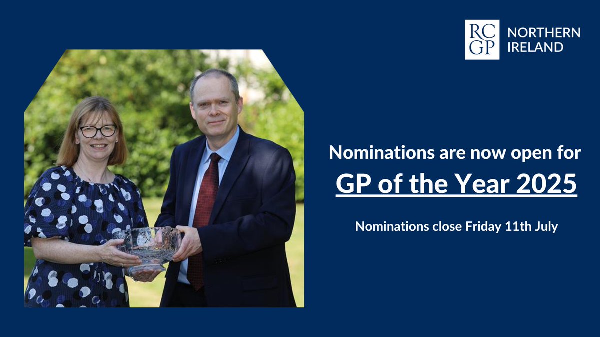 mcguigan_philip's tweet image. The Royal College of General Practitioners in the North have launched their search for the GP and GP Practice Team of the Year.
Has your GP or Practice team made a difference to your life in the past year? You can nominate them for this Award here tinyurl.com/GPPracticeofth…'