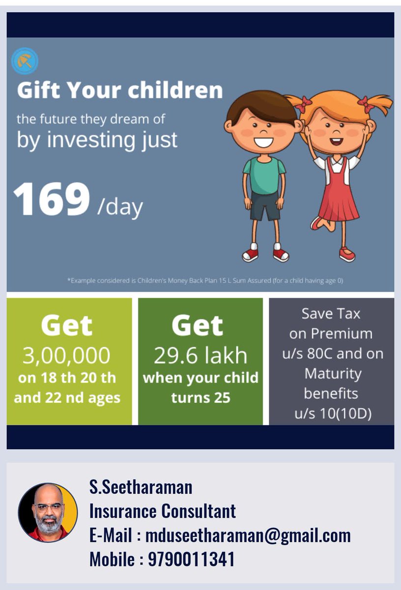 bzybeeinsurance's tweet image. Secure Their Dreams: 

Invest ₹169/day in Children’s Money Back Plan. Get ₹29.6L at 25, payouts at 18, 20 &amp;amp; 22. Enjoy tax savings. 

#FutureFund #KidsWealth

#bzybee #insurance #lifeinsurance #lic #madurai #uthangudi #9790011341