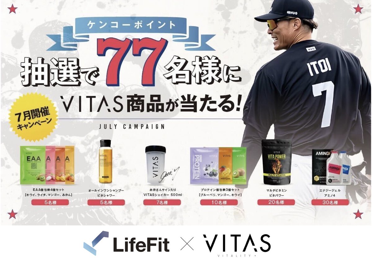 糸井嘉男　クリアファイル 7月限定77名様に当たる‼️ 【糸井嘉男さんサイン入りシェイカー】が