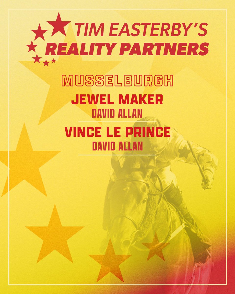 Tim Easterby Reality Partners (@tde_syndicates) on Twitter photo We head to <a href="/MusselburghRace/">Musselburgh Racecourse</a> this afternoon with two runners. Good luck to the owners of JEWEL MAKER and VINCE LE PRINCE! We head to <a href="/MusselburghRace/">Musselburgh Racecourse</a> this afternoon with two runners. Good luck to the owners of JEWEL MAKER and VINCE LE PRINCE!