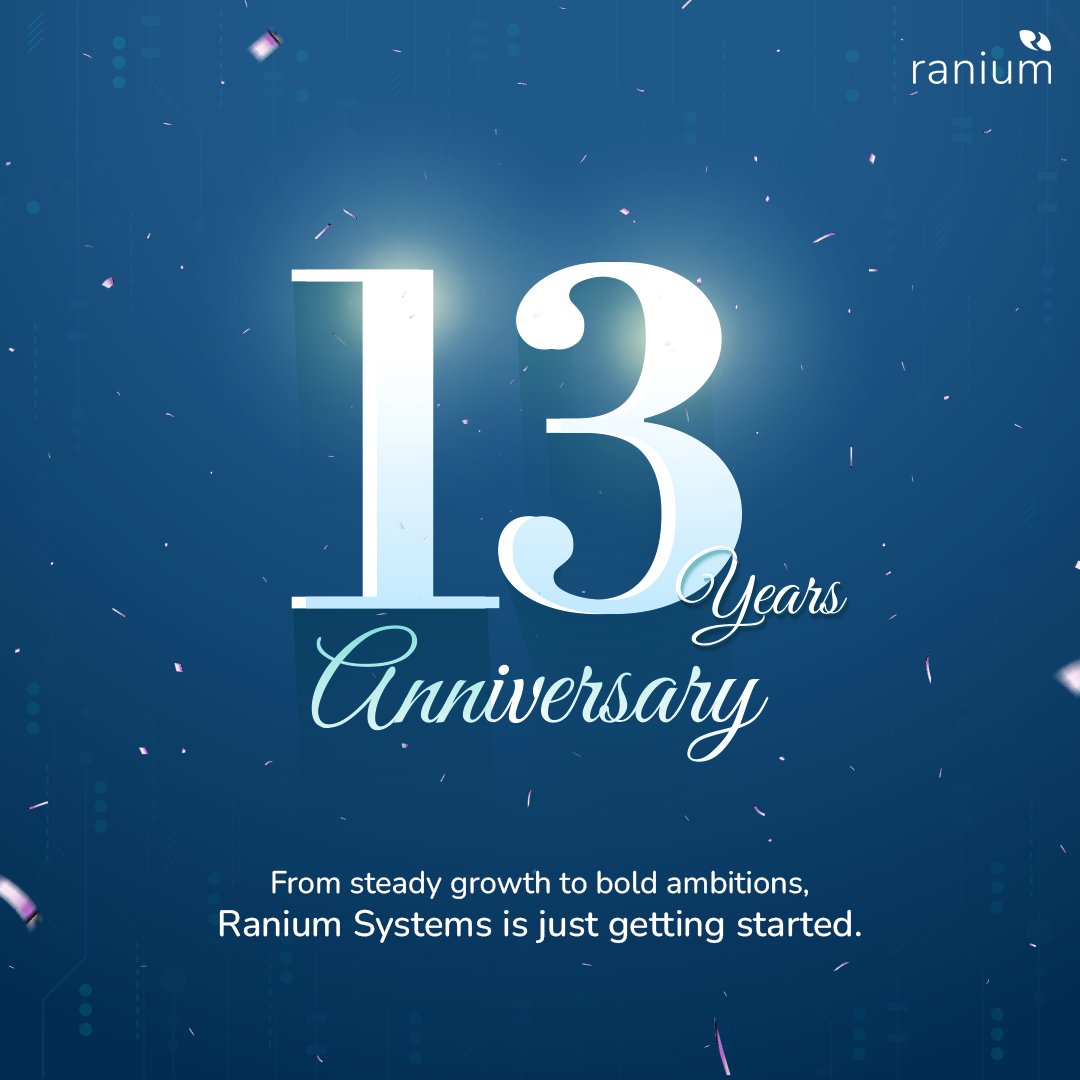 Celebrating 13 Years of Ranium! 🎊

We extend our heartfelt thanks to our amazing team for their dedication — and to our valued clients for their trust and partnership.

Your continued support drives us forward. Here’s to achieving greater milestones together!