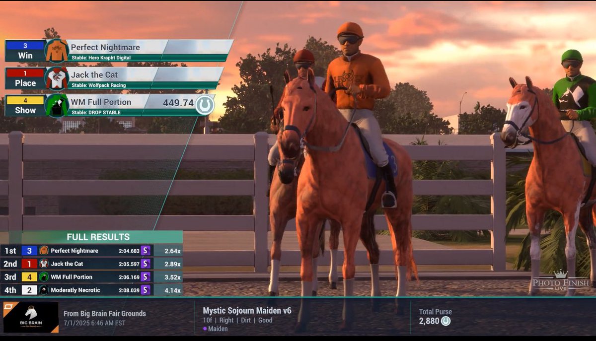 HeroKrapht's tweet image. Perfect Nightmare taking the Maiden down in his debut. I’m incredibly excited about his breeding