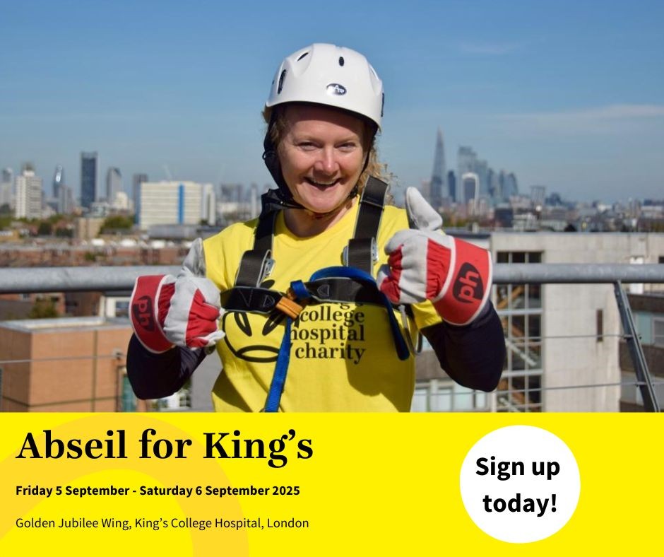 King's College Hospital Charity (@supportkings) on Twitter photo King's Abseil is back! Join us on 5th & 6th September and abseil down <a href="/KingsCollegeNHS/">King's College NHS</a> 🧗
Whether you're in it for the adventure, the cause, or bragging rights, you’re helping raise funds to support life-changing care for patients at King’s 💛
Sign up ▶️ bit.ly/3TNnjyf King's Abseil is back! Join us on 5th & 6th September and abseil down <a href="/KingsCollegeNHS/">King's College NHS</a> 🧗
Whether you're in it for the adventure, the cause, or bragging rights, you’re helping raise funds to support life-changing care for patients at King’s 💛
Sign up ▶️ bit.ly/3TNnjyf