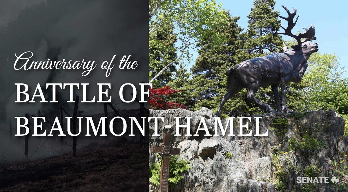 SenateCA's tweet image. Today is Memorial Day in Newfoundland and Labrador. The day marks the devastating battle at Beaumont-Hamel that occurred 108 years ago, during the First World War.
#SenCA #CanadaRemembers
