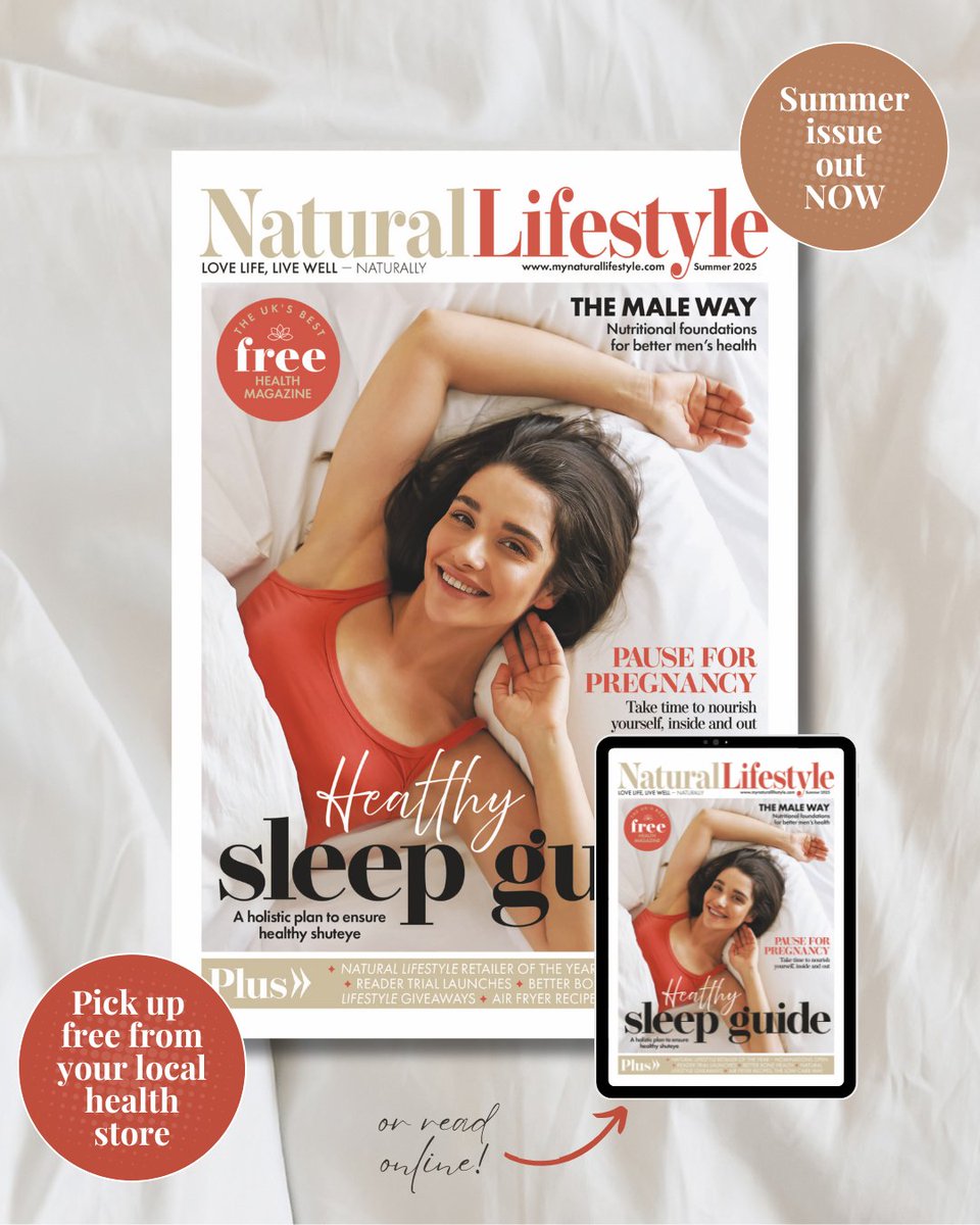 Our summer issue is out now 🌞mynaturallifestyle.co.uk/imag/nlsummer25

Featuring: 
👉 Healthy sleep guide 
👉 Men's better health
👉 Pregnancy nutrition advice 
👉 Bone support 
👉 Healthy air fryer recipes