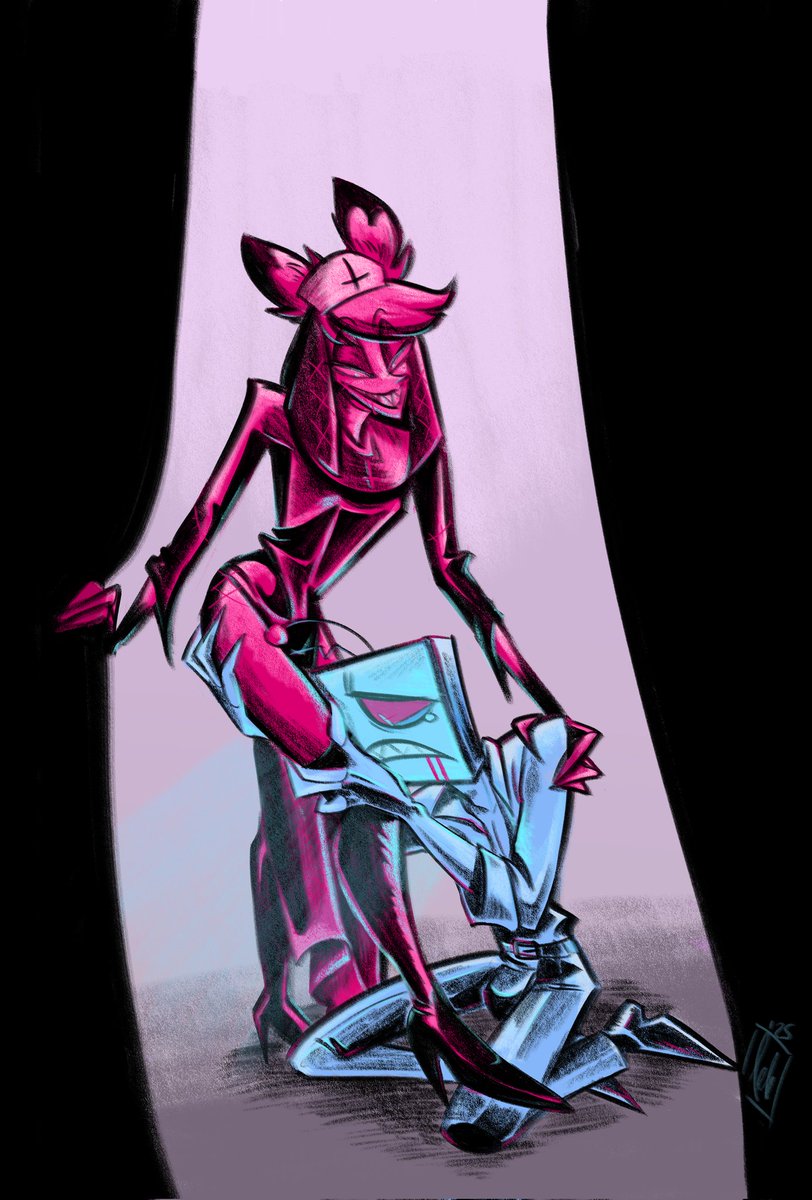 "Oh, your poor soul"  
Nothing amuses Alastor more than a pathetic, desperate Vox. 

Of course, I'm late to the #radiosilenceweek

#staticradio #radiostatic #radiosilence