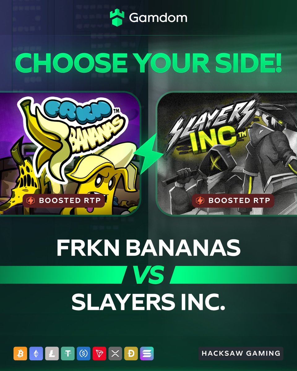 🎰 Battle of the Slots: BOOSTED RTPs 🎰

Who you got? 🤔

#Team🍌 Frkn Bananas vs #Team🧟‍♂️ Slayers Inc

Drop your <a href="/gamdom/">Gamdom.com</a> userID below with your pick &amp; 🔁 for a shot at exclusive FREE spins! 🎁
