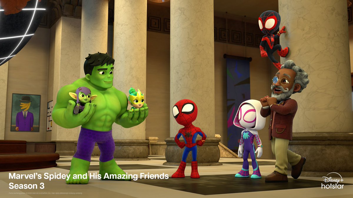 DisneyPlusID's tweet image. Misi hari ini: main, bantu teman, dan jadi pahlawan! Streaming semua episode Marvel&apos;s #SpideyAndHisAmazingFriends Season 3 sekarang, eksklusif di #DisneyPlusHotstarID.