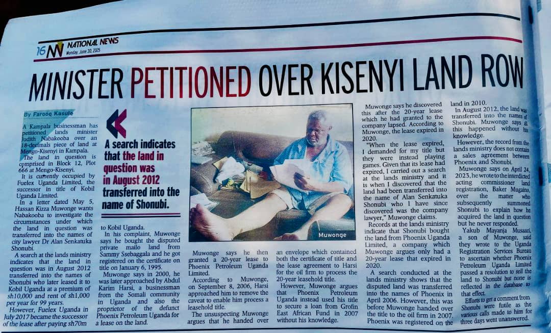 ivashug0's tweet photo. Land at MANGO-KISENYI ,plot 666 which is currently occupied by Fuelex Uganda limited, was illegally transferred in 2012 into the name of shonubi. Despite the fact that #Muwonge has always complained about it no positive action has been taken We need justice #MuwongeNeedsjustice https://t.co/qUV1ImPUCF