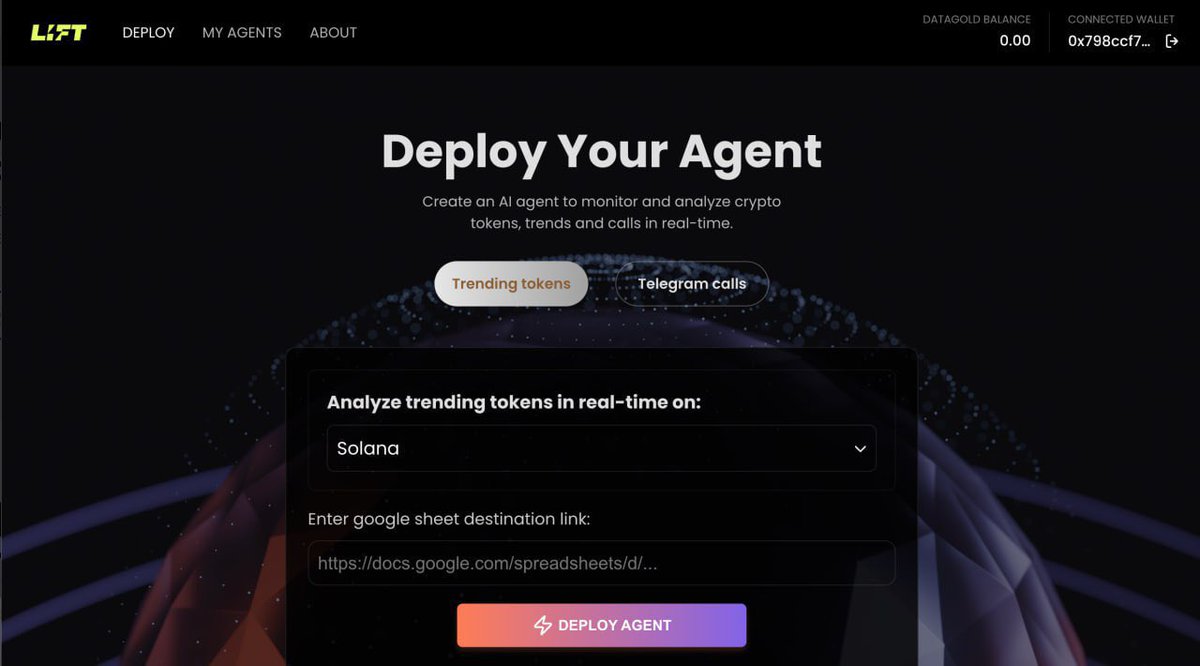 LiftDataAI's tweet image. Alpha chats move fast. Most of it? Hype and hearsay.
LIFT’s ⚡️Token Agent filters the fluff, spotlighting real signals across Telegram and token trackers.
Built for speed. Runs on autopilot. If you’ve got $dGOLD, you’ve already got access.