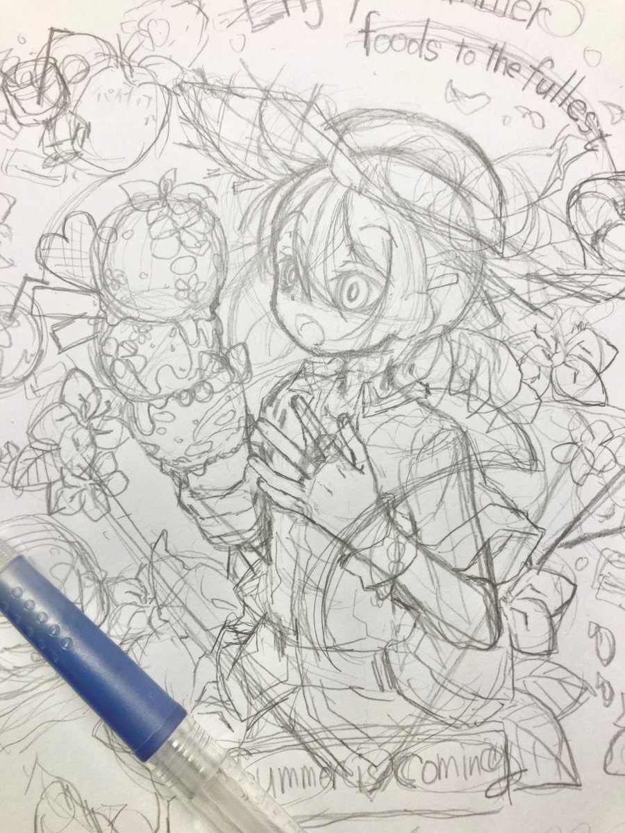itigoore063's tweet image. 夏だな〜と思って
新しい下書きを描き始めてます
#アナログイラスト 
#イラスト