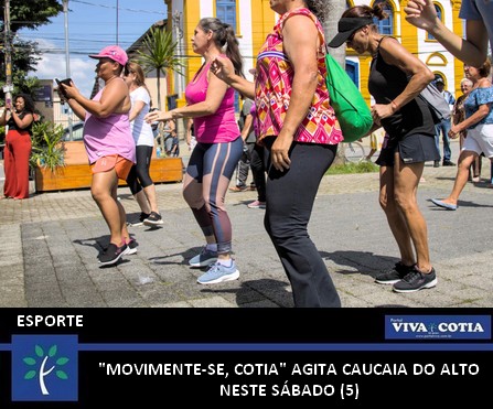 portal_viva's tweet image. “Movimente-se, Cotia” agita Caucaia do Alto neste sábado (5). Evento gratuito na Praça dos Romeiros, acontece das 9h às 12h30, com atividades físicas para todas as idades. Leia em portalviva.com.br/noticia/movime… #Gratuito #dança #aulão #atividadefísica #portalviva #caucaiadoalto #cotia
