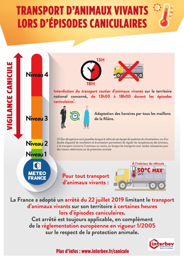 🌡️ TRANSPORT D’ANIMAUX EN PÉRIODE DE FORTES CHALEURS  🐄🚛

Pour rappel, l’arrêté de 2019 limite le transport d’animaux vivants entre 13h et 18h lors d’épisodes caniculaires.

👉 Tous les détails : urlr.me/f6rpRv

#BienÊtreAnimal #Chaleur #Élevage #TransportAnimal #FNSEA