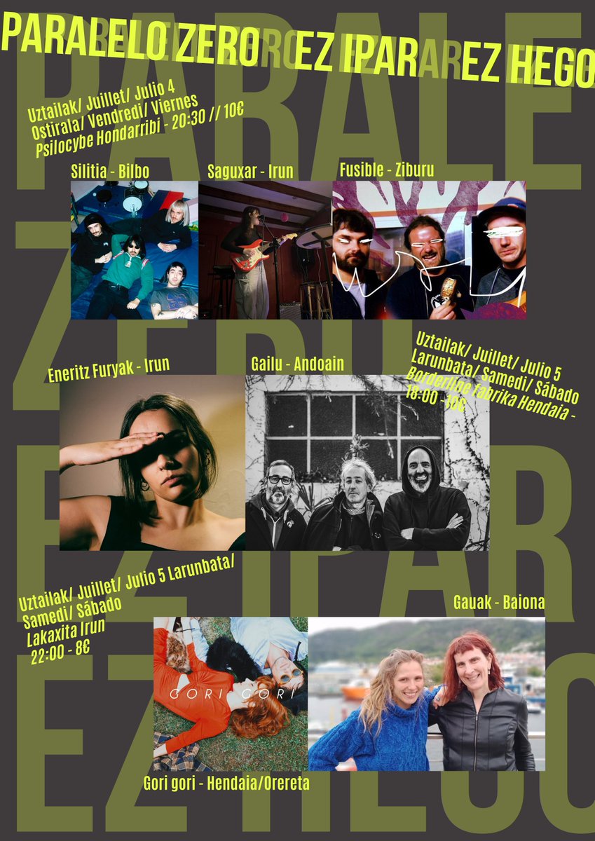 Badator Ez ipar ez hego jaialdia: Gailu, Gori gori, Eneritz Furyak, Gauak, Silitia, Saguxar, Fusible... Bidasoako uraren zipriztin freskoak kanukularen aurrean!