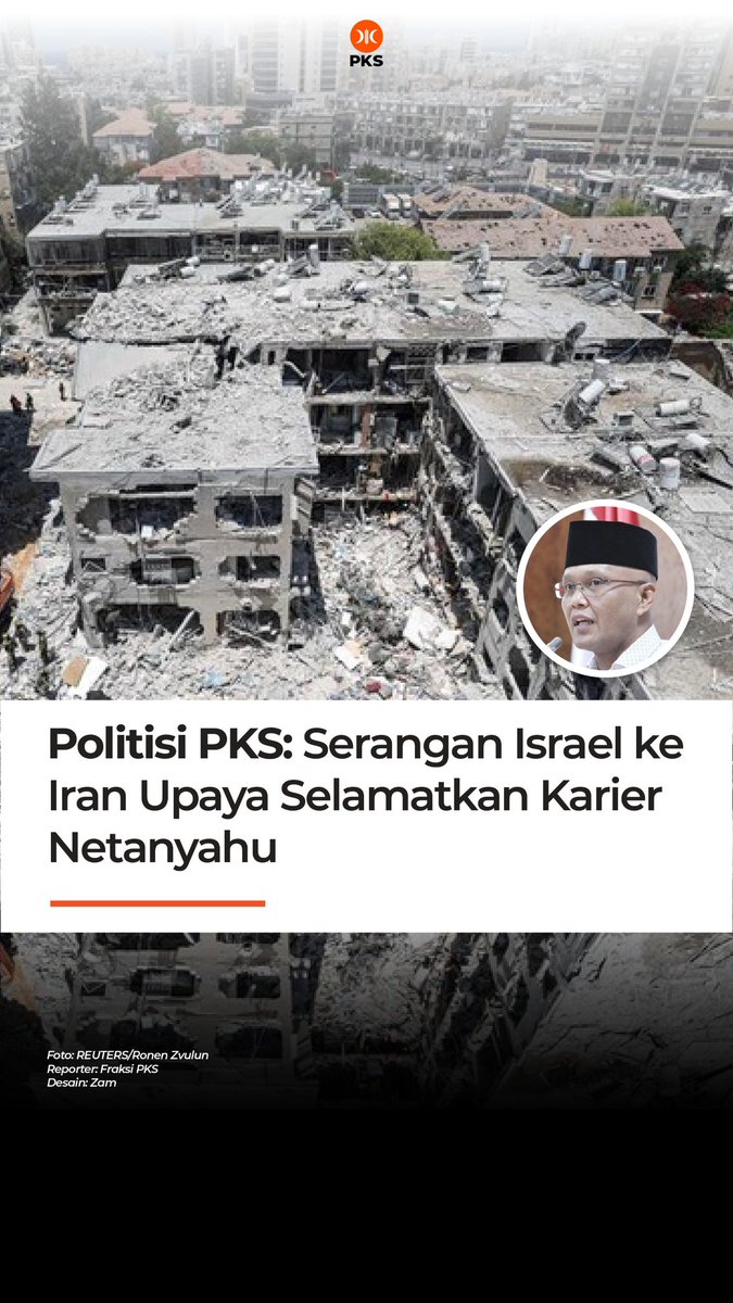 DPP PKS (@pksejahtera) on Twitter photo Wakil Ketua Komisi I DPR RI dari Fraksi PKS, <a href="/DrSukamta/">Dr Sukamta</a>, menegaskan bahwa eskalasi konflik antara Israel dan Iran tidak lepas dari motif politik dalam negeri Israel.
Sukamta menyebutkan bahwa serangan langsung ke Iran adalah strategi Netanyahu untuk mengalihkan perhatian dunia Wakil Ketua Komisi I DPR RI dari Fraksi PKS, <a href="/DrSukamta/">Dr Sukamta</a>, menegaskan bahwa eskalasi konflik antara Israel dan Iran tidak lepas dari motif politik dalam negeri Israel.
Sukamta menyebutkan bahwa serangan langsung ke Iran adalah strategi Netanyahu untuk mengalihkan perhatian dunia