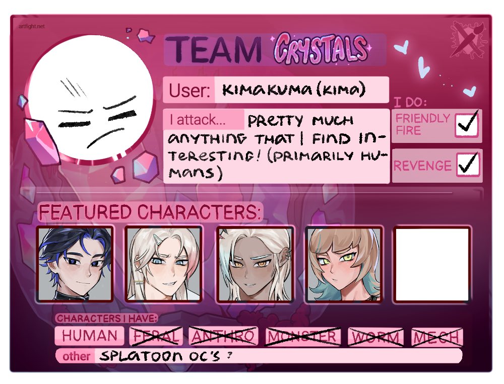 _kimakuma's tweet image. trying out to “artfight” this year.

artfight.net/~kimakuma 
#artfight2025