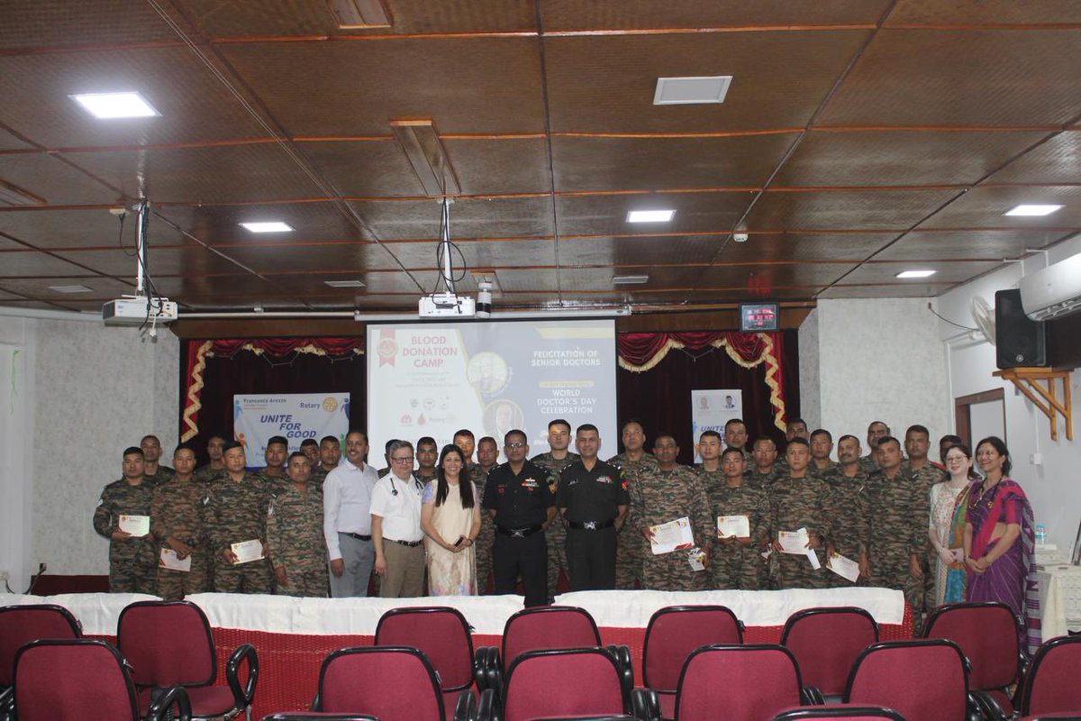 Personnel of 119 Inf Bn (TA) ASSAM stepped up to save lives by donating 35 units blood in the blood donation camp organised under the aegis of Rotary Club at Nazareth Hospital, Shillong on 01 Jul 25 #WorldDoctorsDay! #BloodDonation #HeroesInUniform #ServiceBeforeSelf"