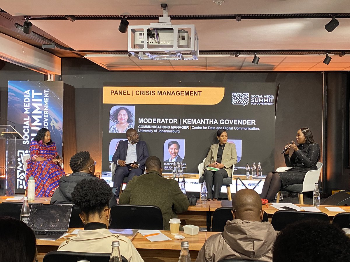 Decode Communications (@decode_comms) on Twitter photo The Crisis Management panel at #SocialMediaSummit4Gov is tackling the hard realities: How can gov comms stay clear, credible, and effective when citizens need it most?
Moderated by <a href="/Kam_Govender/">Kam</a>(<a href="/Wits_WSG/">Wits School of Gov</a>) with <a href="/ModiseAlbi/">Albi Modise</a>(<a href="/TheGautrain/">Gautrain</a>), <a href="/CleopatraMosana/">Cleopatra Mosana</a>(<a href="/Treasury_RSA/">National Treasury RSA</a>) and Major The Crisis Management panel at #SocialMediaSummit4Gov is tackling the hard realities: How can gov comms stay clear, credible, and effective when citizens need it most?
Moderated by <a href="/Kam_Govender/">Kam</a>(<a href="/Wits_WSG/">Wits School of Gov</a>) with <a href="/ModiseAlbi/">Albi Modise</a>(<a href="/TheGautrain/">Gautrain</a>), <a href="/CleopatraMosana/">Cleopatra Mosana</a>(<a href="/Treasury_RSA/">National Treasury RSA</a>) and Major