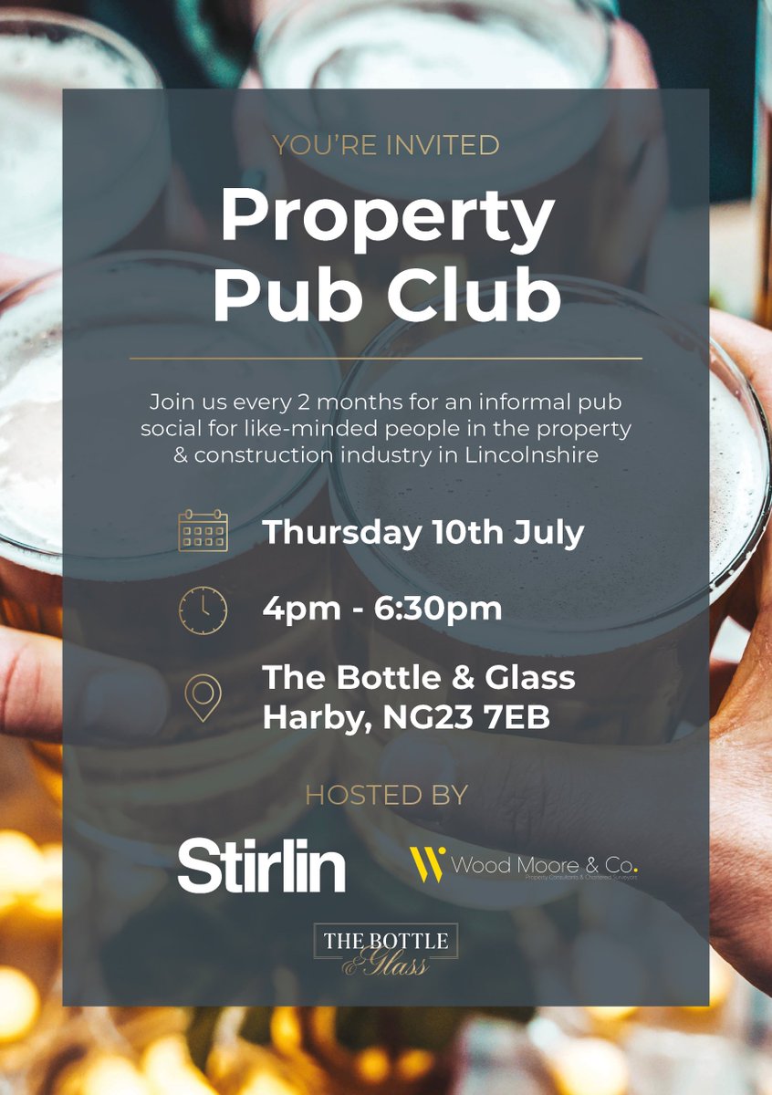 We're so excited to launch our very own networking initiative - Property Pub Club, in collaboration with Wood Moore &amp; Co! 🎉

It’s an informal social every two months at The Bottle &amp; Glass in Harby, bringing together like-minded people from the property, construction and wider