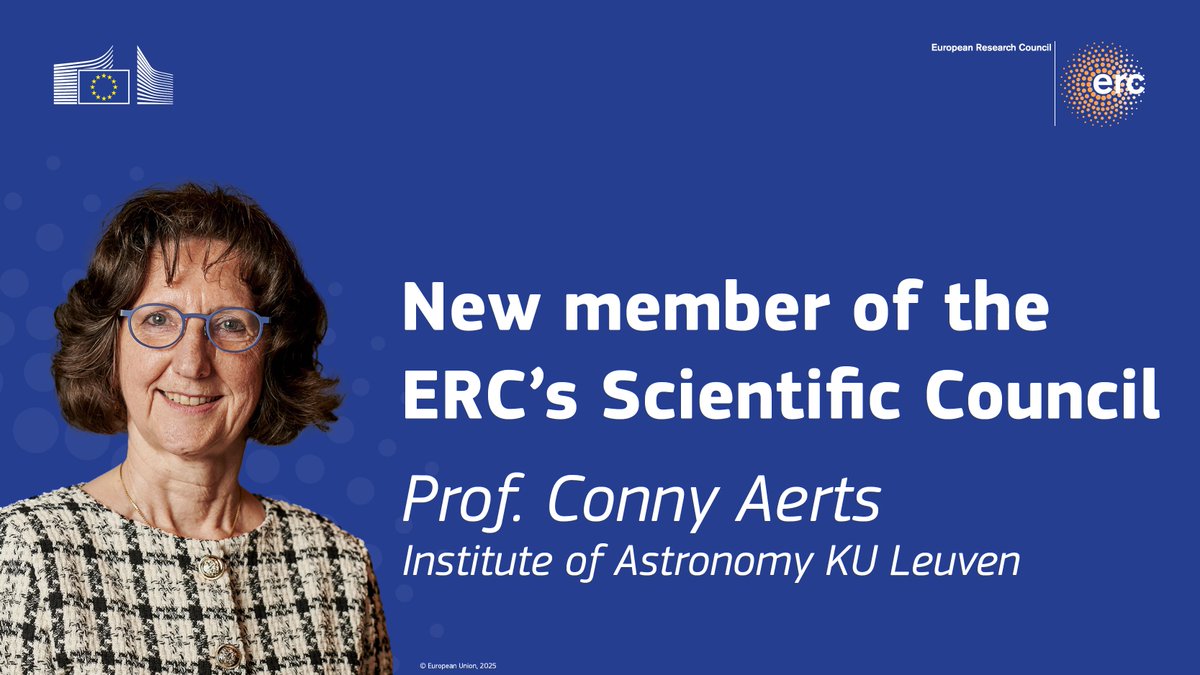 EUScience&Innovation🇪🇺 (@euscienceinnov) on Twitter photo Congratulations to Professor Conny Aerts on joining the Scientific Council of <a href="/ERC_Research/">European Research Council (ERC)</a>!
Her work in asteroseismology has transformed our understanding of stellar structures. ✨
She will help drive scientific excellence & innovation in Europe!
🔗 europa.eu/!d4fbKH Congratulations to Professor Conny Aerts on joining the Scientific Council of <a href="/ERC_Research/">European Research Council (ERC)</a>!
Her work in asteroseismology has transformed our understanding of stellar structures. ✨
She will help drive scientific excellence & innovation in Europe!
🔗 europa.eu/!d4fbKH