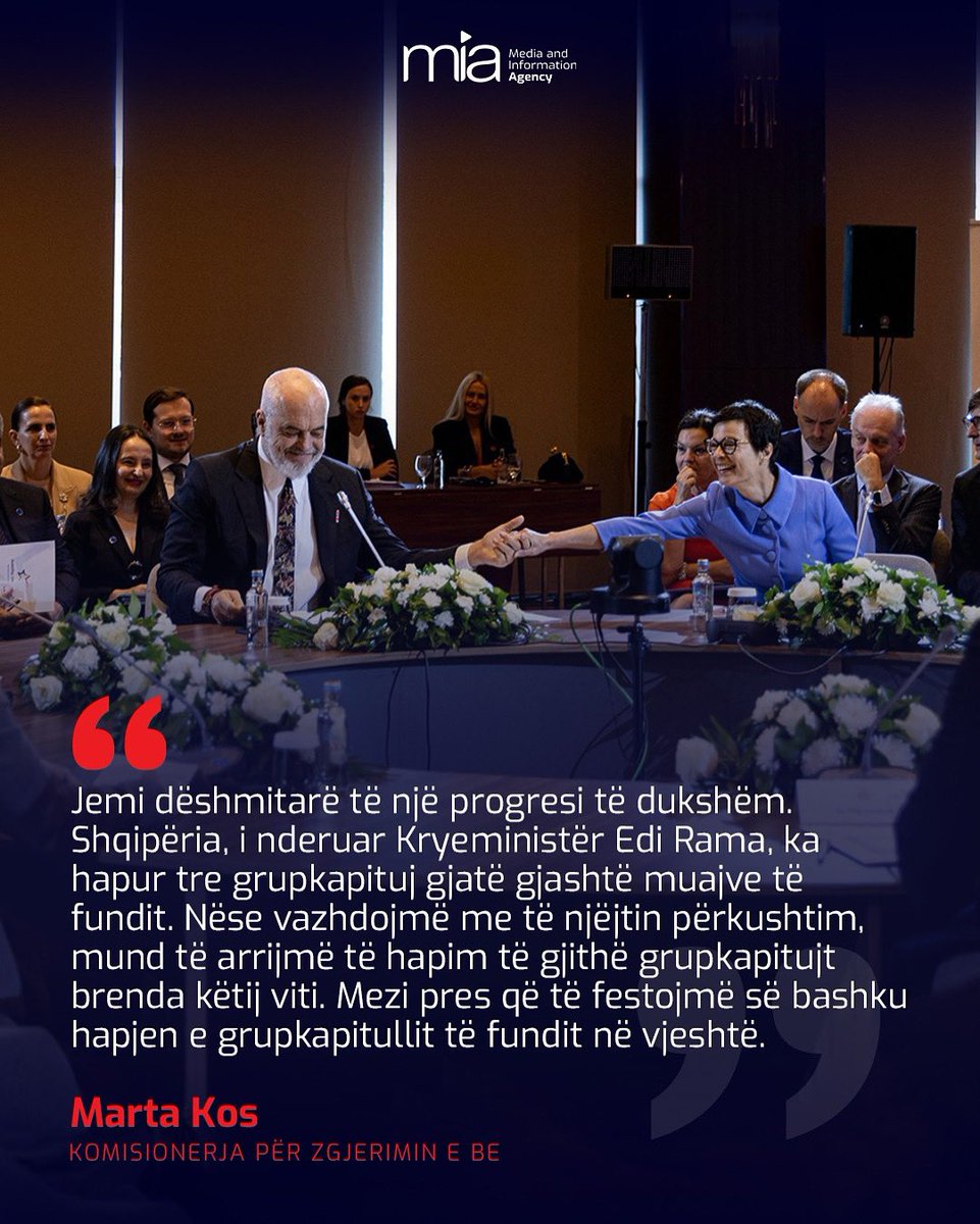 mia_gov_al's tweet image. Në samitin BE - Ballkani Perëndimor, për Planin e Rritjes, Komisionerja për Zgjerimin në BE, Marta Kos, u shpreh se Shqipëria pritet të hapë grupkapitullin e fundit në vjeshtën e 2025-ës.🇦🇱🤝🇪🇺