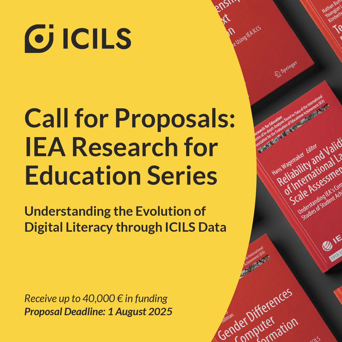 iea_education's tweet photo. 📣 New from the IEA Research for Education series: a call for proposals on the evolution of digital literacy using ICILS Data!

Proposals should primarily draw on ICILS datasets but may include additional data sources where relevant. ICILS collects extensive information on students’ computer and information literacy (CIL) skills, alongside rich contextual data from students, teachers, principals, and ICT coordinators.

Potential themes include school ICT infrastructure, informal digital practices, equity gaps, educational policy, and the influence of emerging technologies like AI.

Authors of the selected proposal will receive funding of up to €40,000 to support the development of the volume.

📅Submission deadline: 13:00 CET on Friday, 01 August 2025.

🔎Full details: https://t.co/hQQp9Dqnks

🛞Previous Research for Education releases: https://t.co/ApZgZbrg1A

Like, share and spread the news! A great opportunity in a vital area of research 🤝