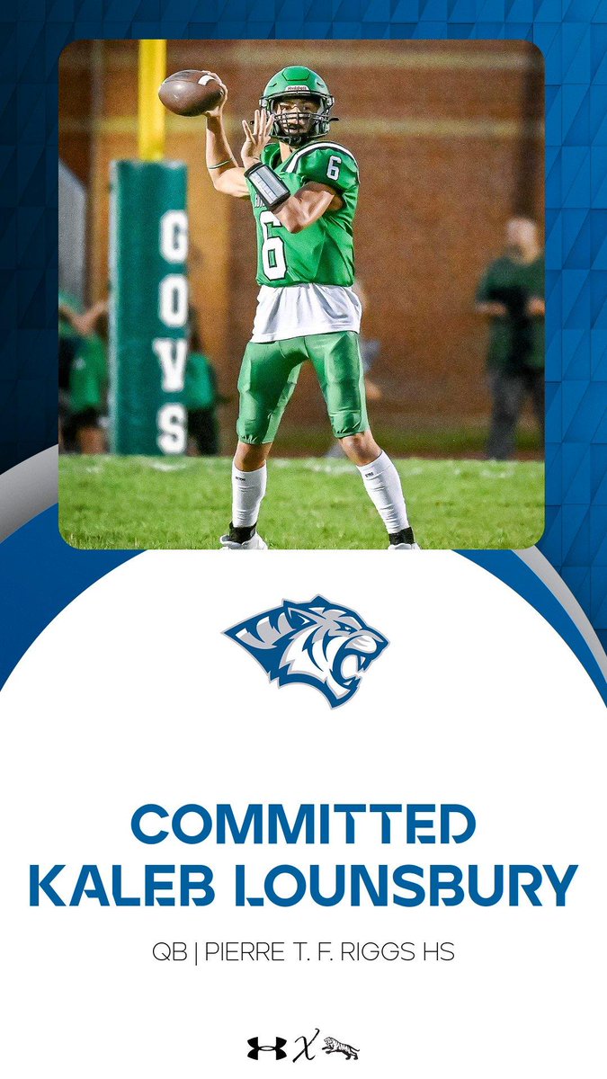 Kaleb Lounsbury (@k15lounsbury) on Twitter photo As of yesterday afternoon, I am excited to announce my commitment to <a href="/dwtigerfootball/">DWU Football</a> to continue my academic & athletic career. I want to thank all the coaches at DWU for believing in me. I would also like to thank my family & <a href="/pierre_football/">Pierre Governor Football</a> for all the support! #BleedBlue As of yesterday afternoon, I am excited to announce my commitment to <a href="/dwtigerfootball/">DWU Football</a> to continue my academic & athletic career. I want to thank all the coaches at DWU for believing in me. I would also like to thank my family & <a href="/pierre_football/">Pierre Governor Football</a> for all the support! #BleedBlue