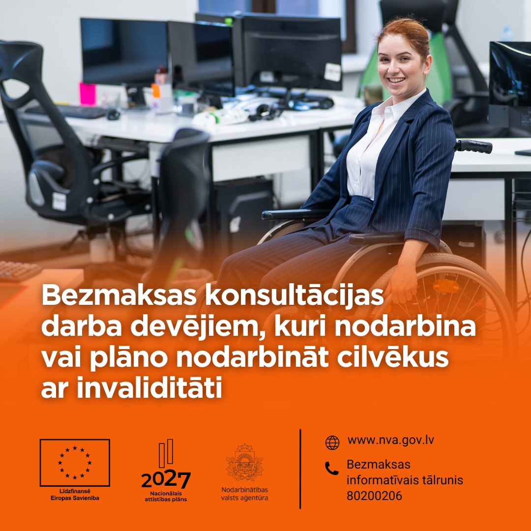 NVA Latvija (@nva_gov_lv) on Twitter photo 🚨 Darba devēj!
Nodarbini vai nodarbināsi cilvēkus ar invaliditāti?
NVA bezmaksas konsultācijas – 9.07., 24.07., 6.08. un 27.08.!
💡 Darba vides pielāgojumi, tiesiskais regulējums, iekļaušana.
🔗 Piesakies jau tagad:nva.gov.lv/lv/konsultacij…
#NVA #iekļaušana #darbsvisiem
<a href="/Lab_min/">Labklājības min</a> 🚨 Darba devēj!
Nodarbini vai nodarbināsi cilvēkus ar invaliditāti?
NVA bezmaksas konsultācijas – 9.07., 24.07., 6.08. un 27.08.!
💡 Darba vides pielāgojumi, tiesiskais regulējums, iekļaušana.
🔗 Piesakies jau tagad:nva.gov.lv/lv/konsultacij…
#NVA #iekļaušana #darbsvisiem
<a href="/Lab_min/">Labklājības min</a>