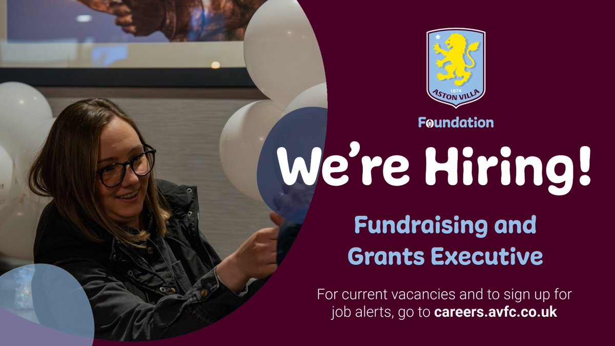 AVFCFoundation's tweet image. Fancy joining our team? 👋
We’re currently hiring for two positions in the Aston Villa Foundation:
📚 Education Officer
💷 Fundraising and Grants Executive
You can apply for these roles here: careers.avfc.co.uk/jobs?query=fou…