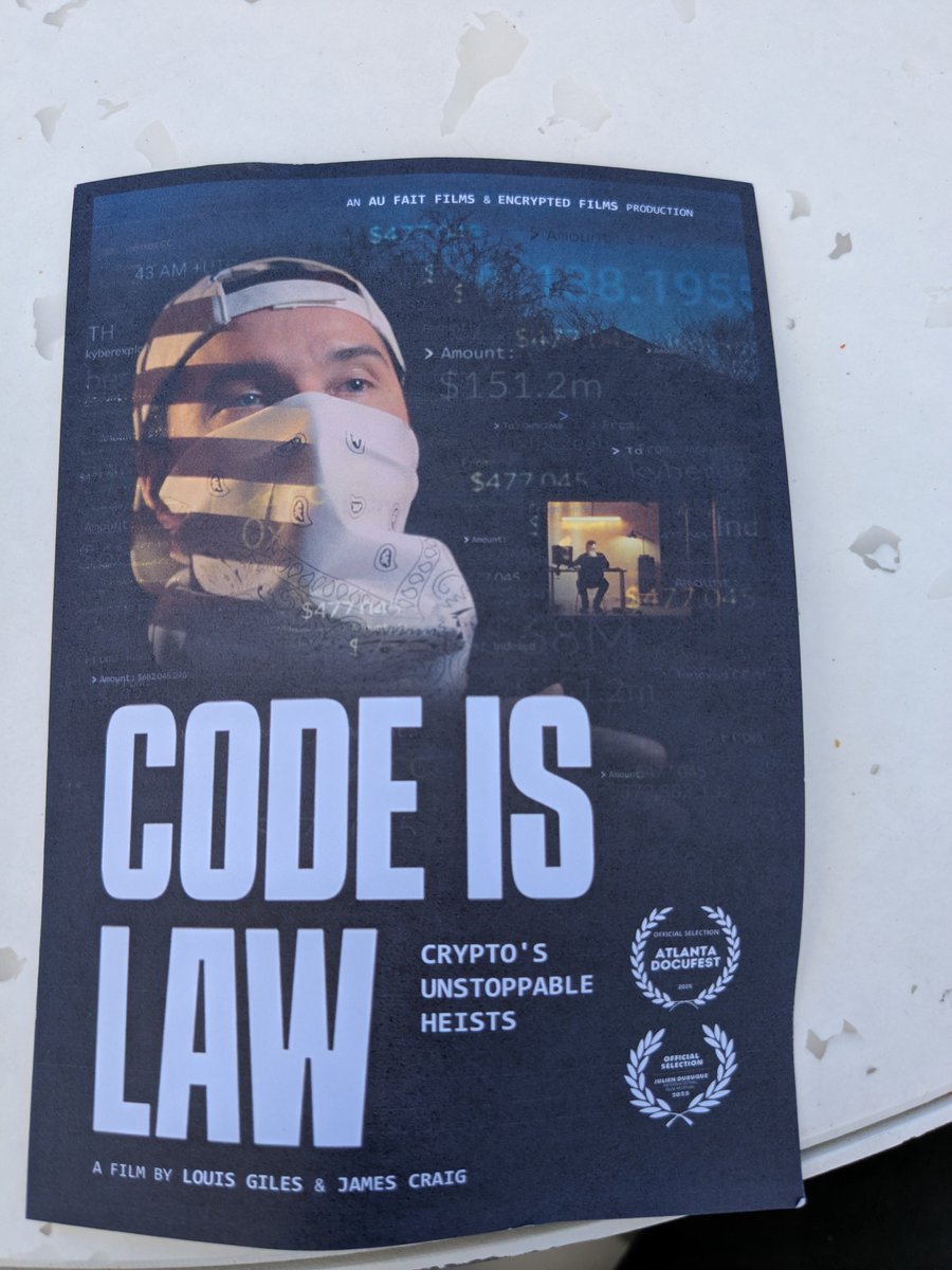 Lefteris Karapetsas (@lefterisjp) on Twitter photo At 14:00 today at the Netflix & chill stage of <a href="/EthCC/">EthCC - Ethereum Community Conference</a> there is a screening of the "code is law" film.
I will be there along with some other people from the cast.
Never seen it before so let's see 🙈 At 14:00 today at the Netflix & chill stage of <a href="/EthCC/">EthCC - Ethereum Community Conference</a> there is a screening of the "code is law" film.
I will be there along with some other people from the cast.
Never seen it before so let's see 🙈
