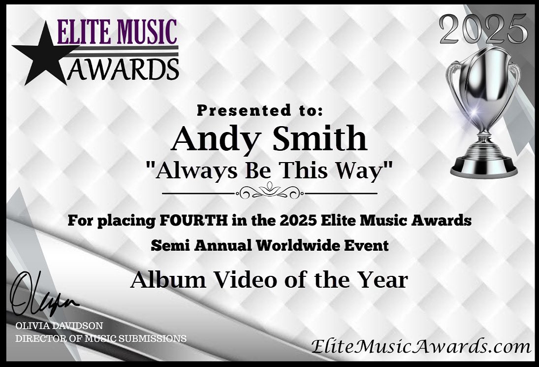 Another wonderful email this evening!   (Hope this bodes well for August!). Fourth place for album/EP of the half year from the Worldwide Elite Music Awards.  Thank you so much!